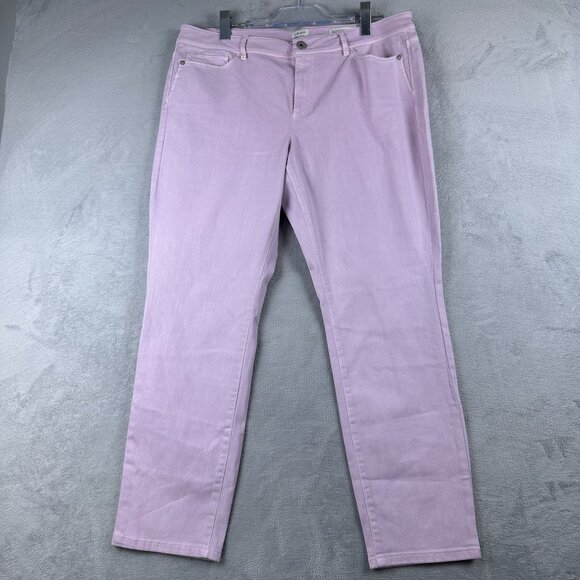 J. Jill Straight Leg Jeans Womens Size 16 Authentic Fit Slim Ankle Mid Rise Pink - Picture 1 of 12